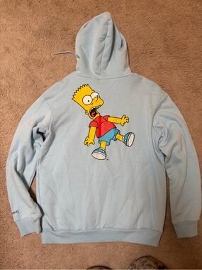 Light Blue Hoodie with Bart Simpson Graphic